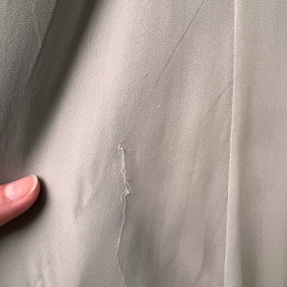 David’s Bridal Dusty Sage Long Chiffon Surplice Tank Dress - Picture 8 of 9